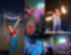 Thailand travel from India. People enjoy a vibrant beach party at night on Koh Phangan. A woman poses, fire performer on stage, crowds dance under colorful lights.
