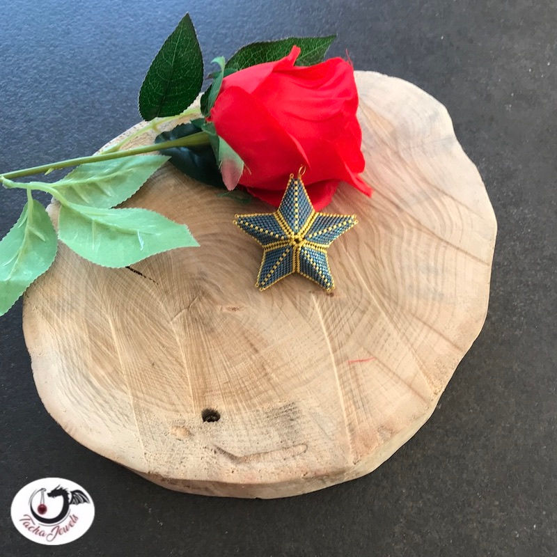 Miniature : Mini Étoile Tissée Bleue et Dorée