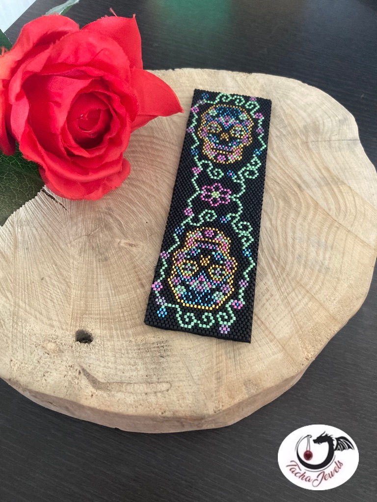 Miniature : Marque-Page Mystique Têtes de Mort Mexicain et Fleur