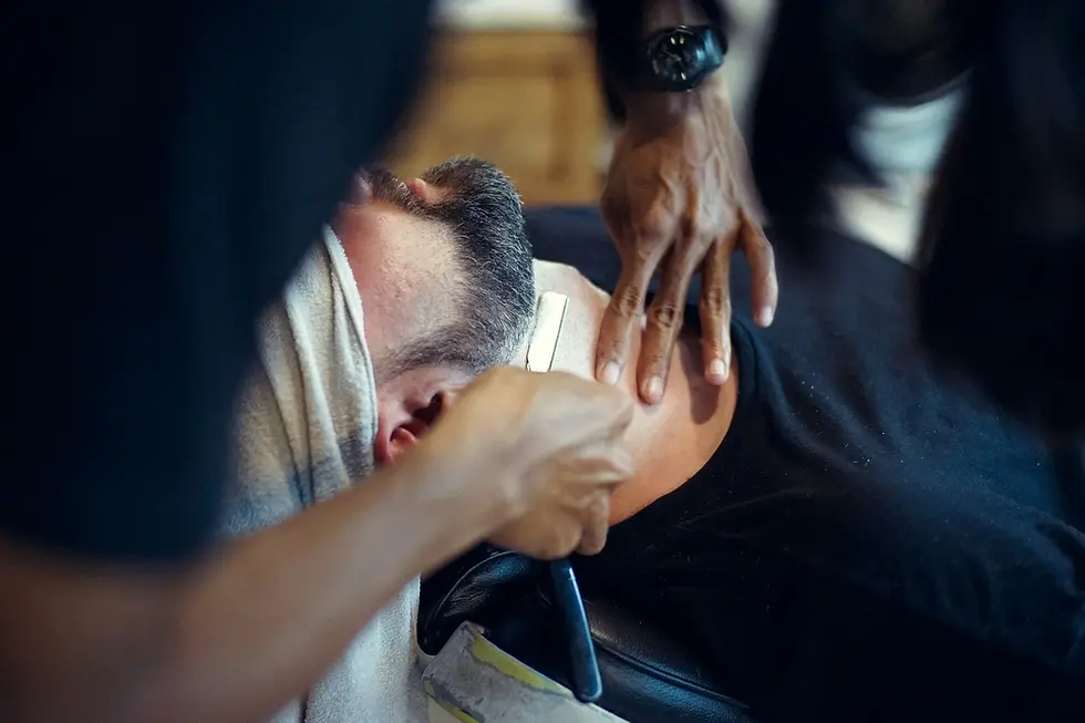Straight razor shave service at Barbery Coast Barber Shop in North Beach San Francisco