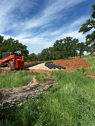 Septic system drain field installation on a rural property in Placer County