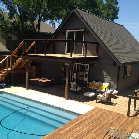 Renovated A-frame home with a new pool, spa and reclaimed-wood outdoor kitchen in Historic Folsom, CA