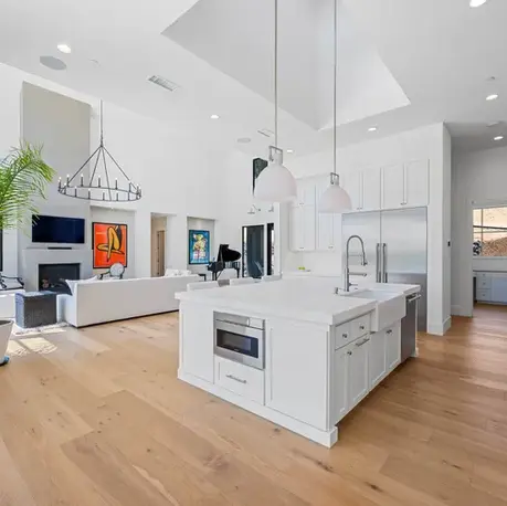 Second kitchen island with a built-in microwave drawer in Meadow Vista, CA