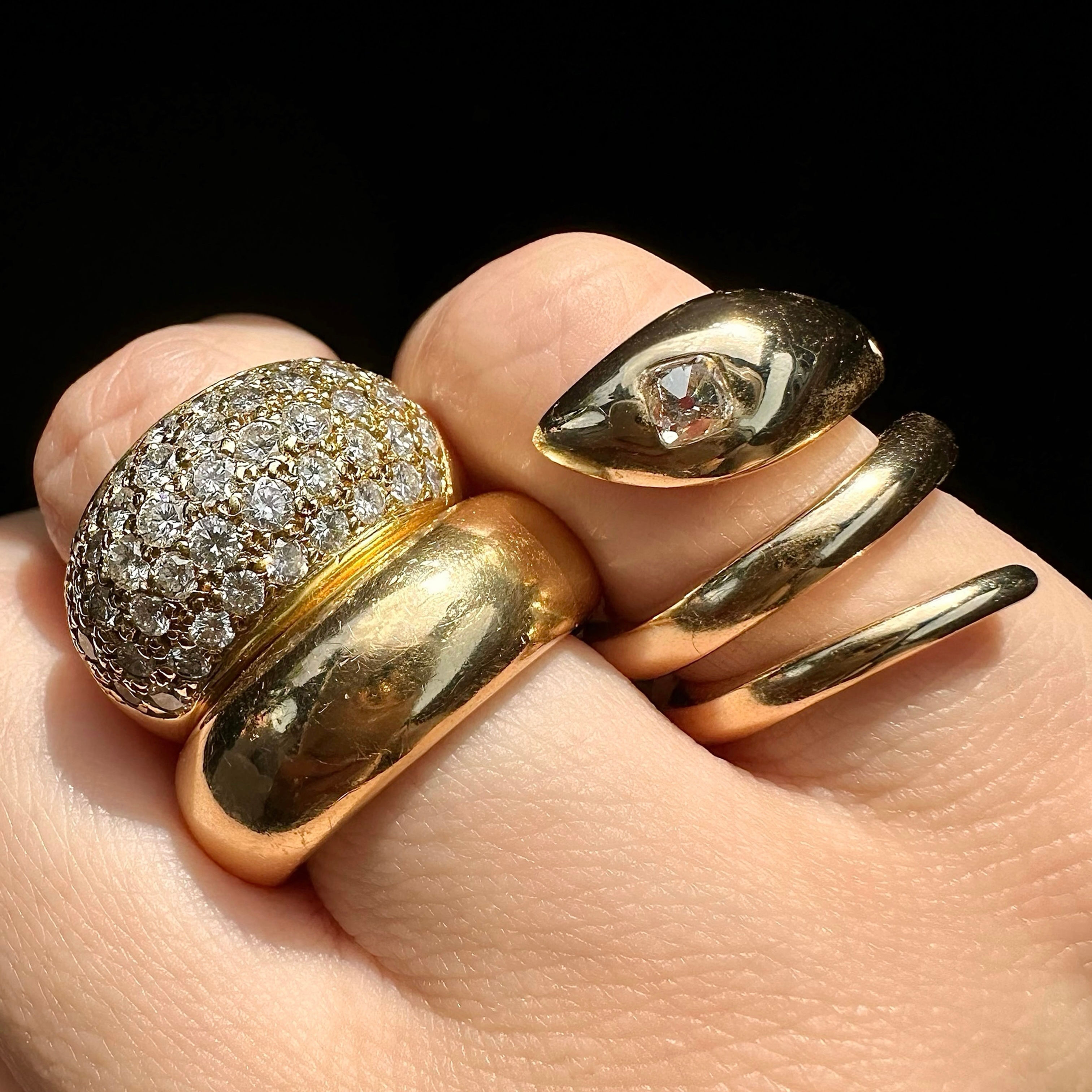 Bespoke 14k OMC Diamond Snake Ring