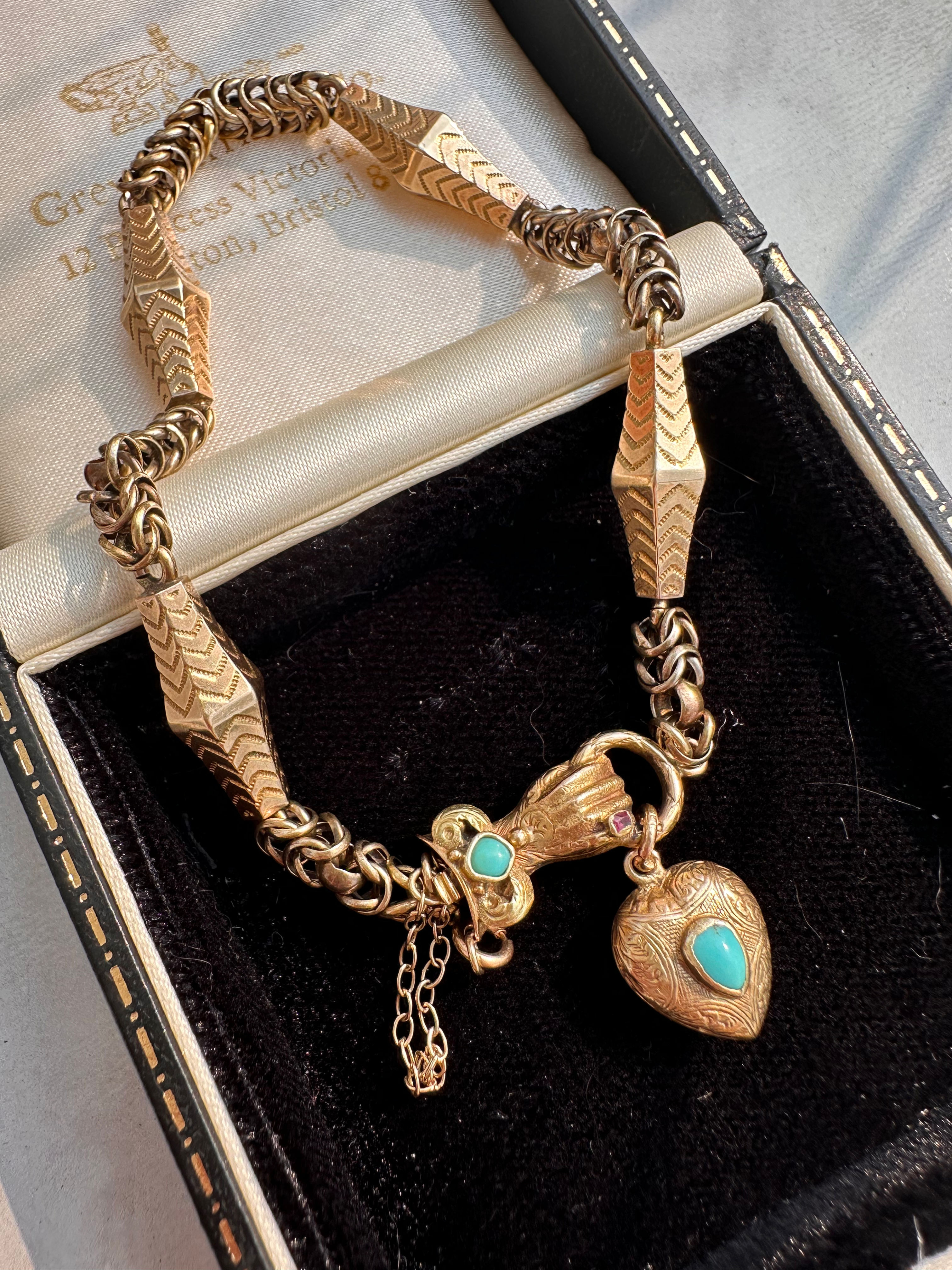 Victorian 14k Figural Hand Bracelet