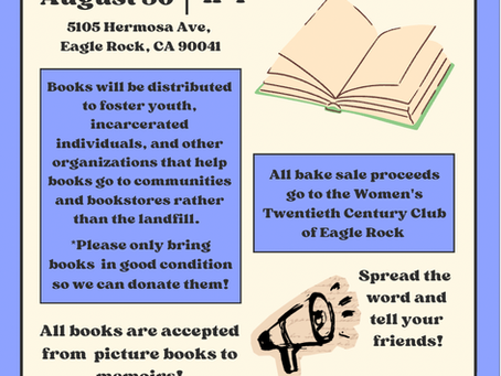 Book Drive & Bake Sale -- Sunday, 8/30/26 @ 11am-4pm