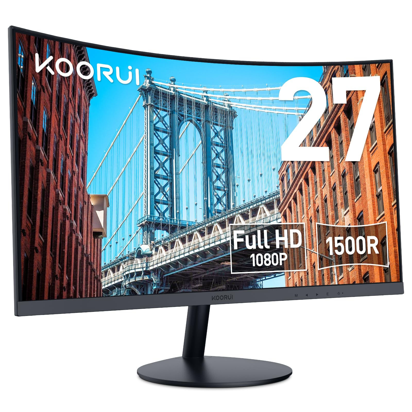 KOORUI 27 inch Curved Computer Monitor Full HD 1080P 75Hz Gaming Monitor 1800R L