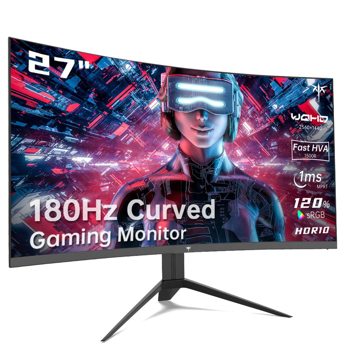 KTC 27 inch Gaming Monitor 1440P Curved Monitor 180Hz 144Hz 2K 1500R 1ms FreeSyn
