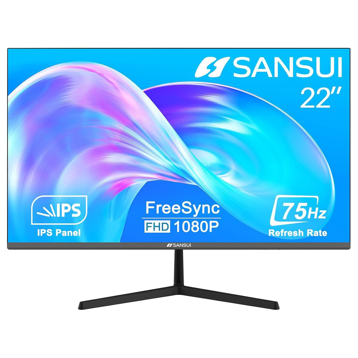 SANSUI Computer Monitor 22 inch Monitor IPS FHD 1080P PC Monitor 75Hz Monitors w