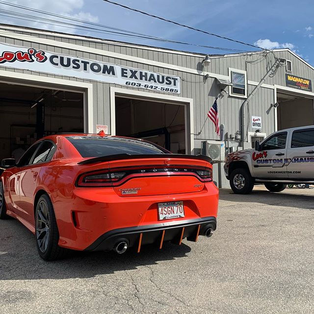 2016 SRT8 Charger in for a new set of tips to fit his new valance.