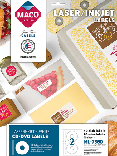 Laser/Inkjet White CD/DVD Labels, 4-1/2