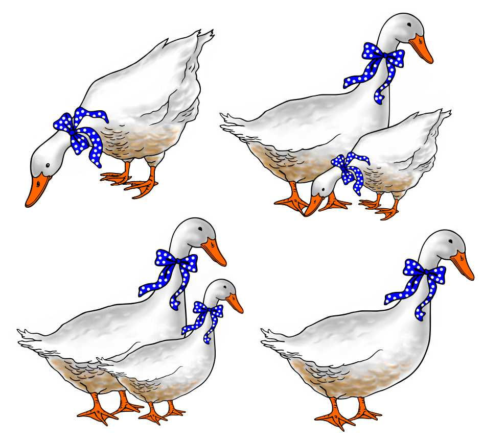 Gänse mit blauem Band