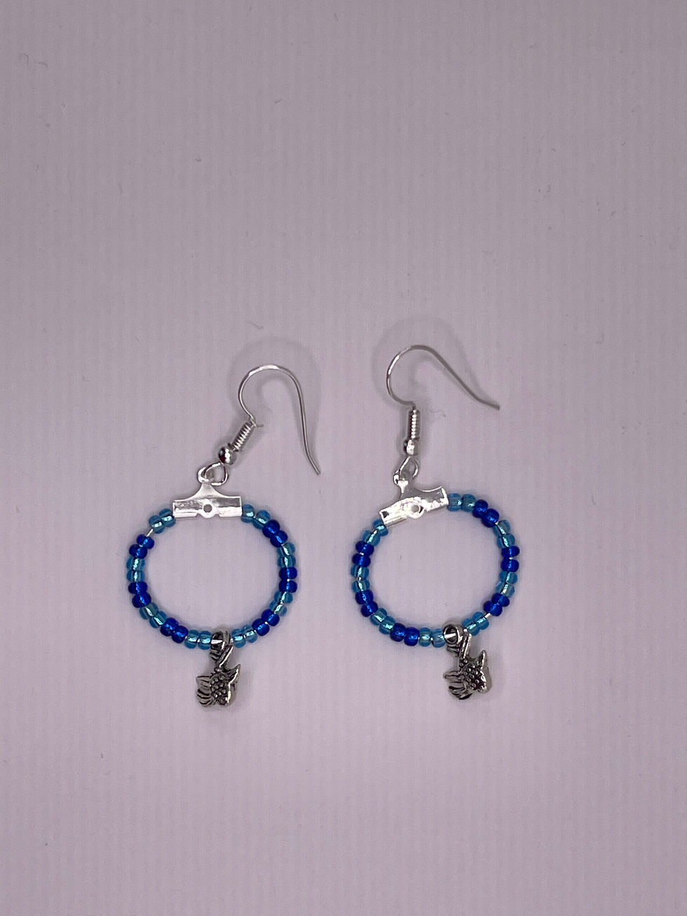 Thumbnail: Earrings Little Fishes Silver plated & Beads 
