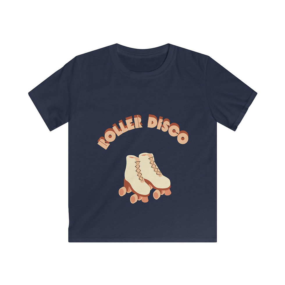 Thumbnail: Roller Disco Curved Text Kids Softstyle Tee, Original Design 