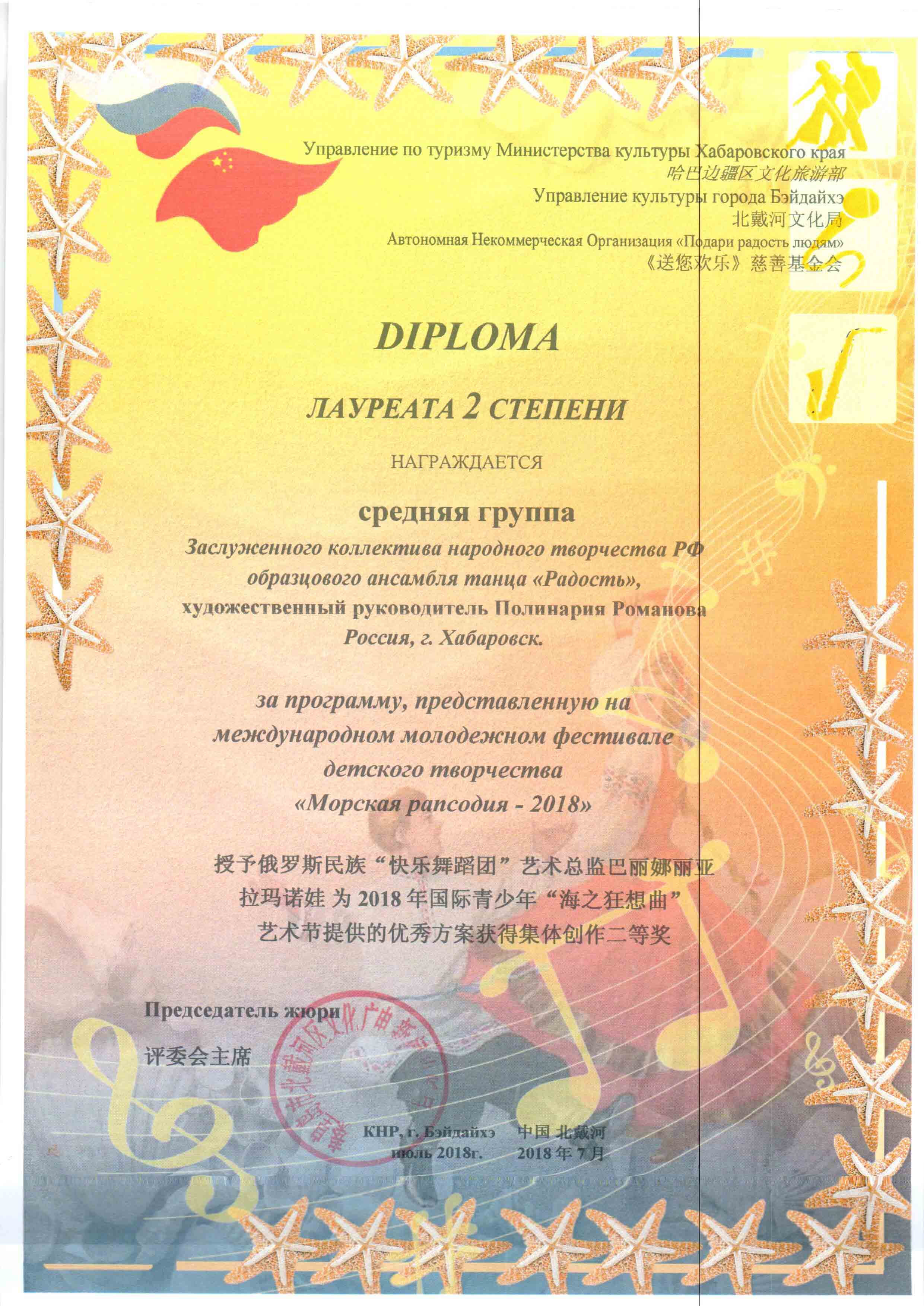 Диплом лауреата 2 степени