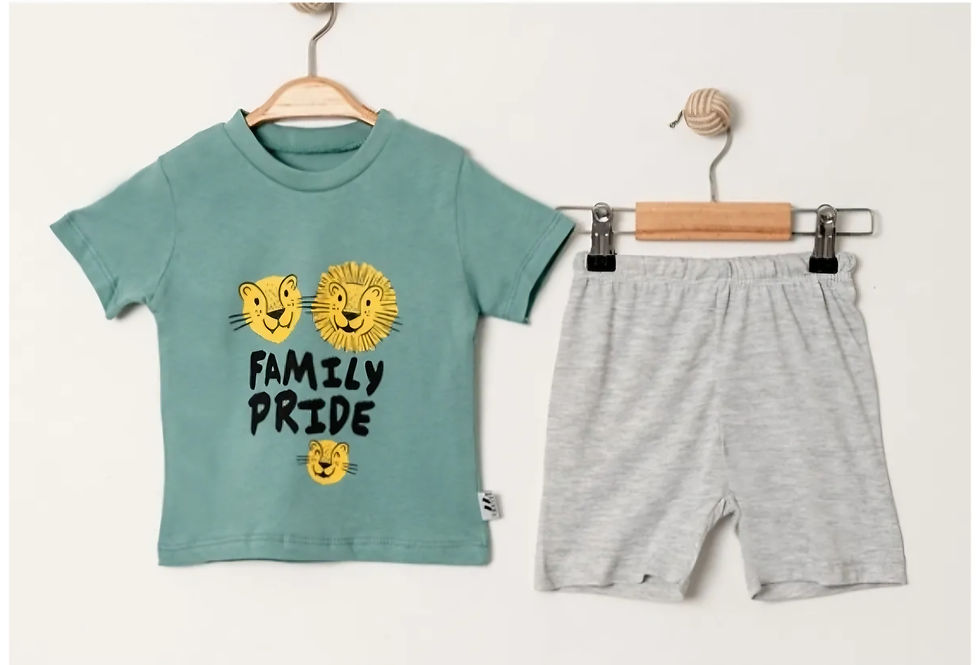 Moyes %100 Pamuk 6-24 Ay Unisex Bebek Takımı Baskılı,Şortlu