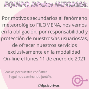 EQUIPO DPsico INFORMA: Consecuencias de "Filomena"