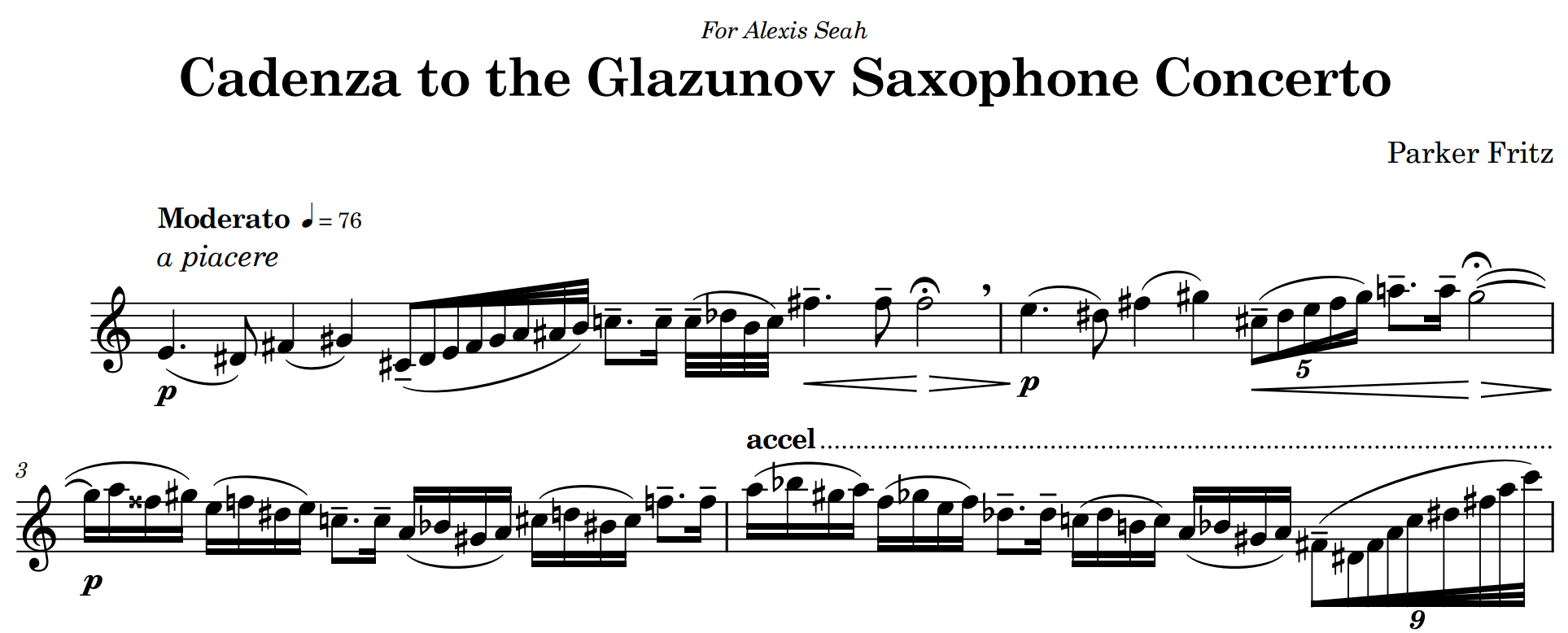 Cadenzas to the Glazunov Saxophone Concerto