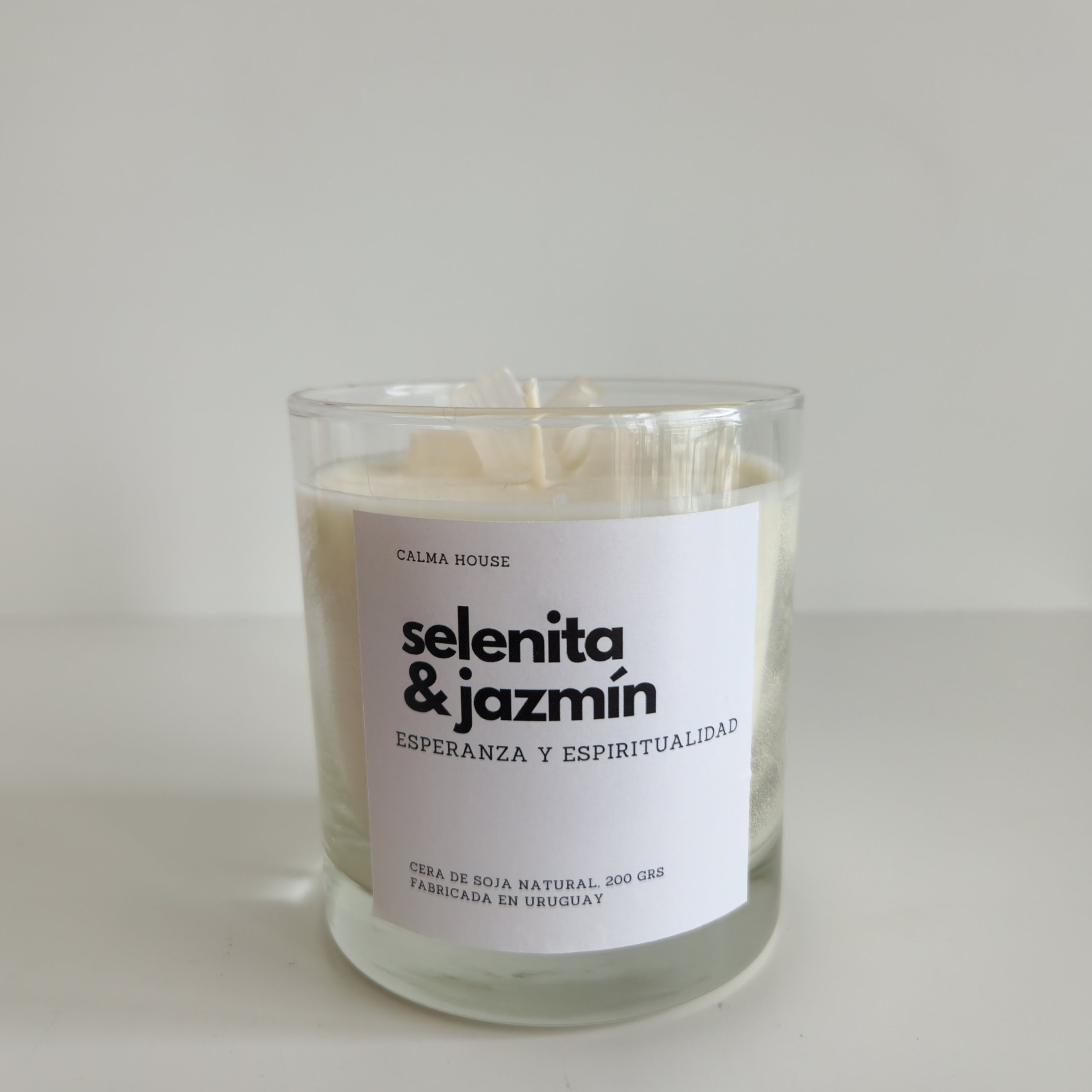 Vela de soja Selenita y jazmín
