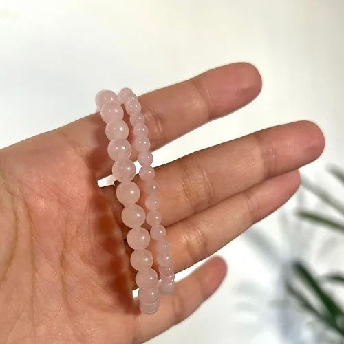 Pulsera cuarzo rosa con tanza elástica