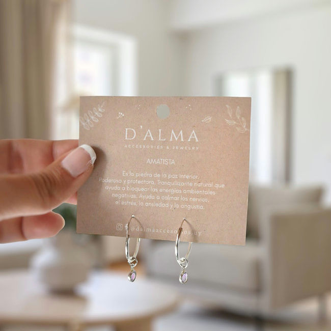 Miniatura: Aros en plata 925 con piedra amatista
