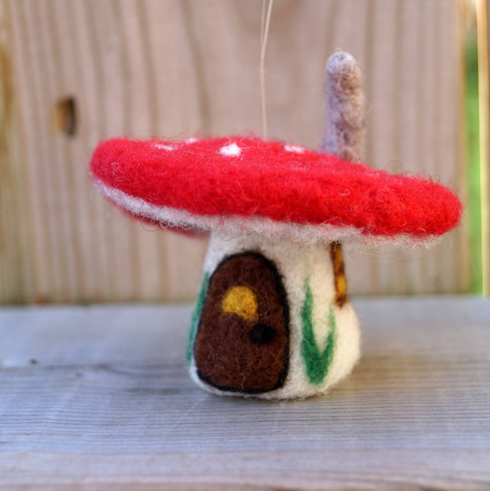 Red cap mushroom tiny home ornament