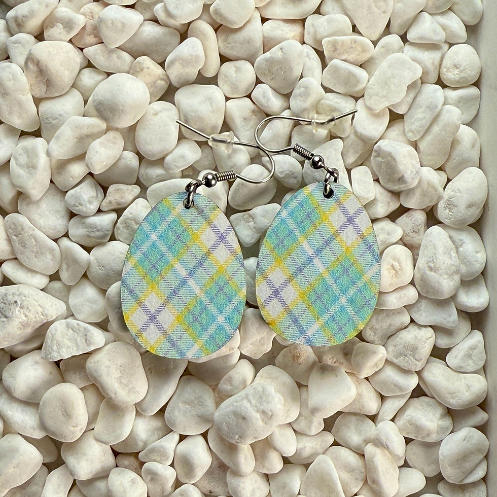 Teal Pattern Easter Egg Earrings