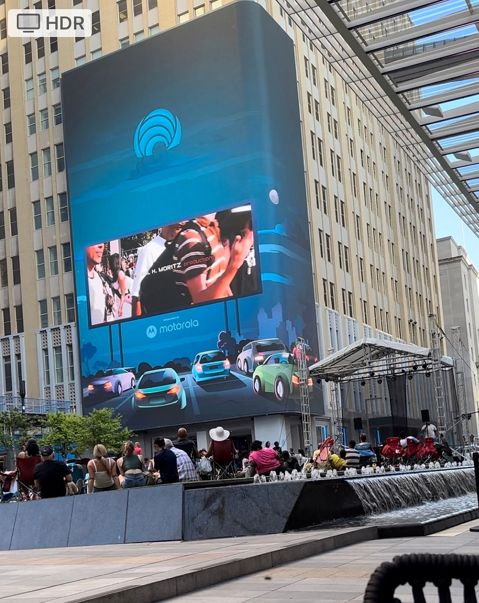 Media wall on the side of a building