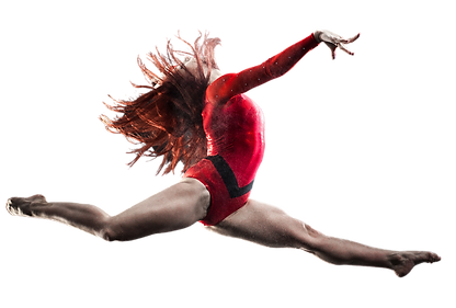 Gymnast leaping in the air.