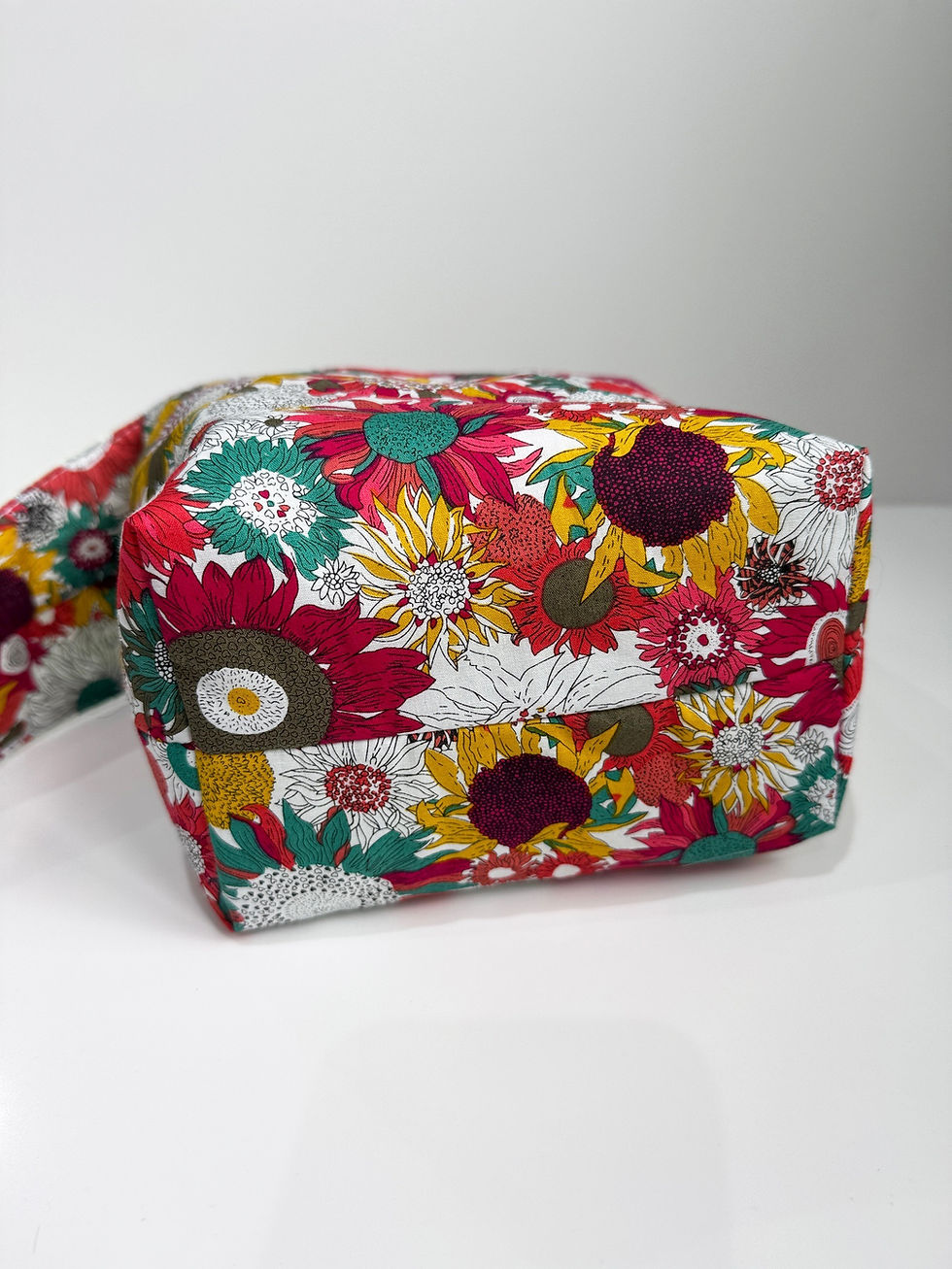 Padded patchwork floral cotton handmade fabric pouch