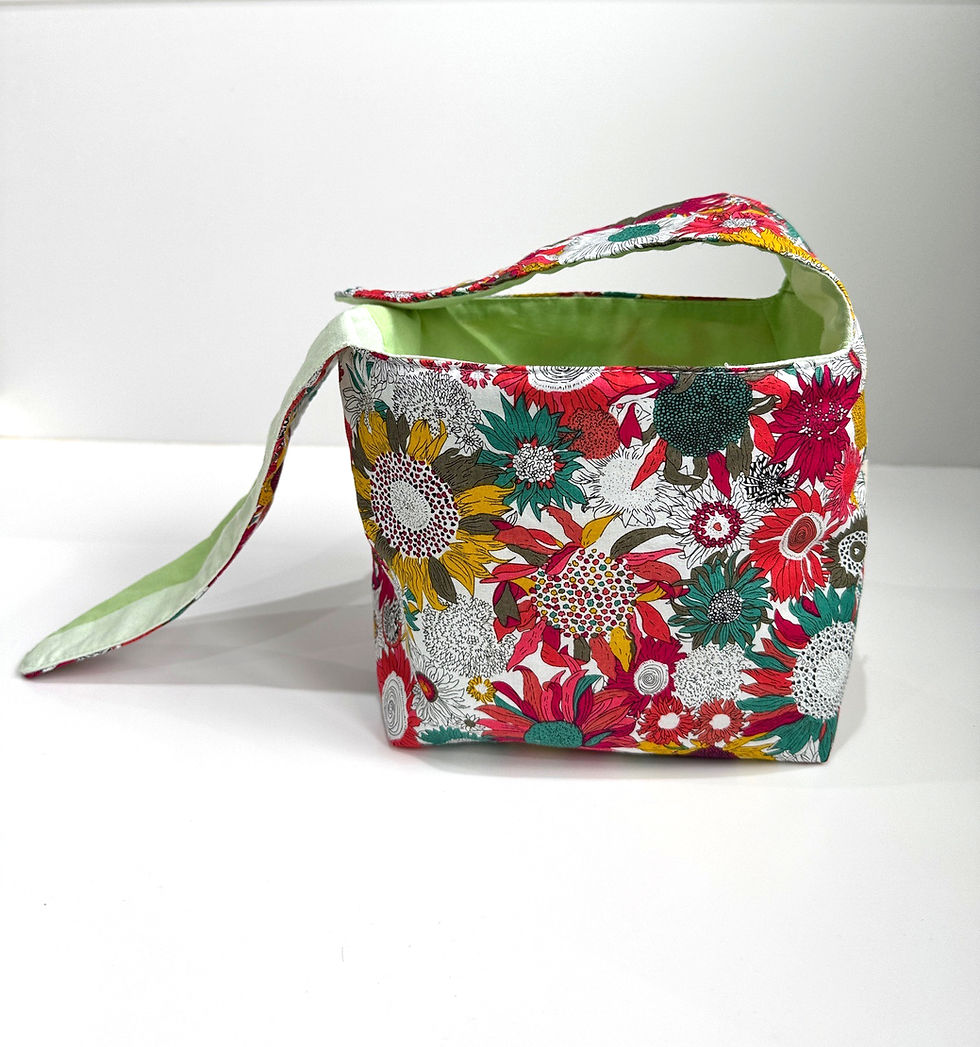 Reversible padded handmade floral cotton fabric pouch