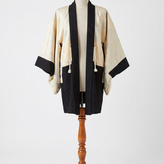 Interior view of lining of silk haori jacket