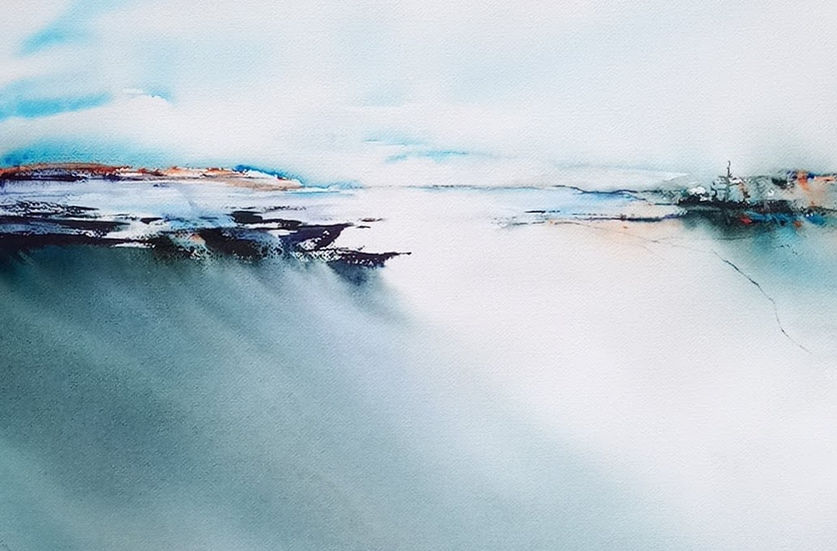 Finaliste - catégorie abstrait, 4th Annual Women in Watercolor International Competition, À vol d'oiseau 14 x 21 po