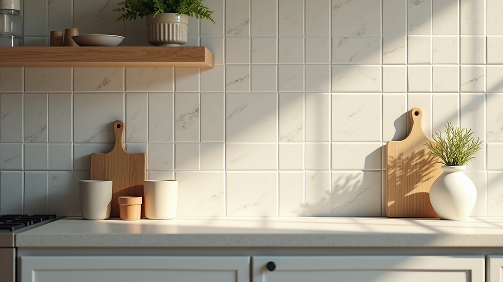 Eye-level view of a beautifully tiled kitchen backsplash