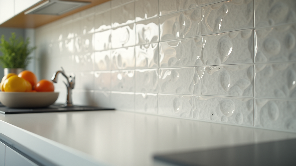Close-up view of a beautifully tiled kitchen backsplash