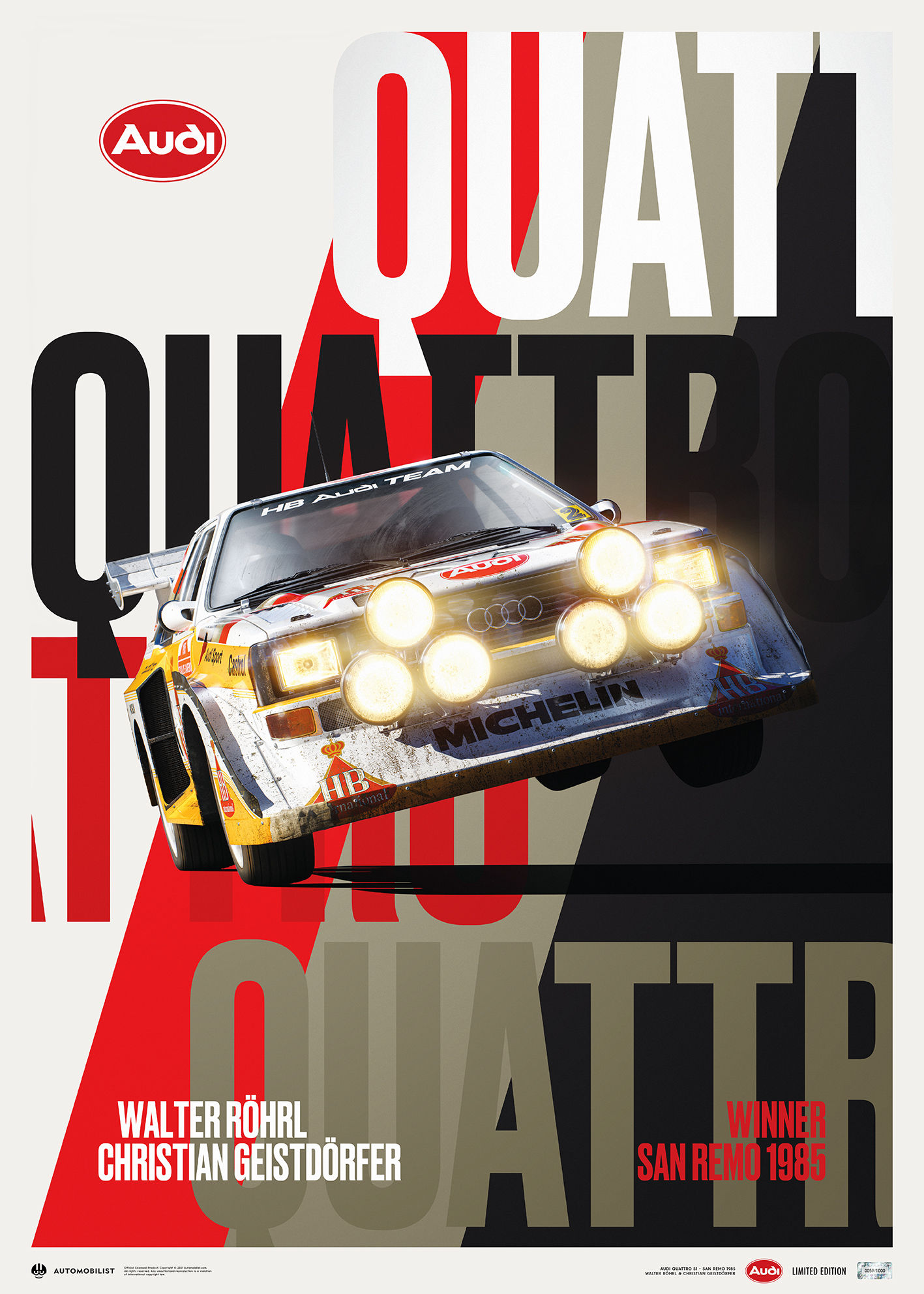 AUDI QUATTRO S1 – LEAP – WALTER RÖHRL & CHRISTIAN GEISTDÖRFER - SAN REMO 1985