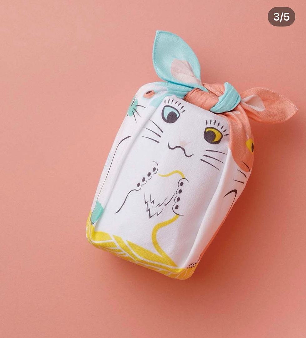 Thumbnail: Furoshiki S 48 coche Katze japanisches Traditonelles Geschenktuch