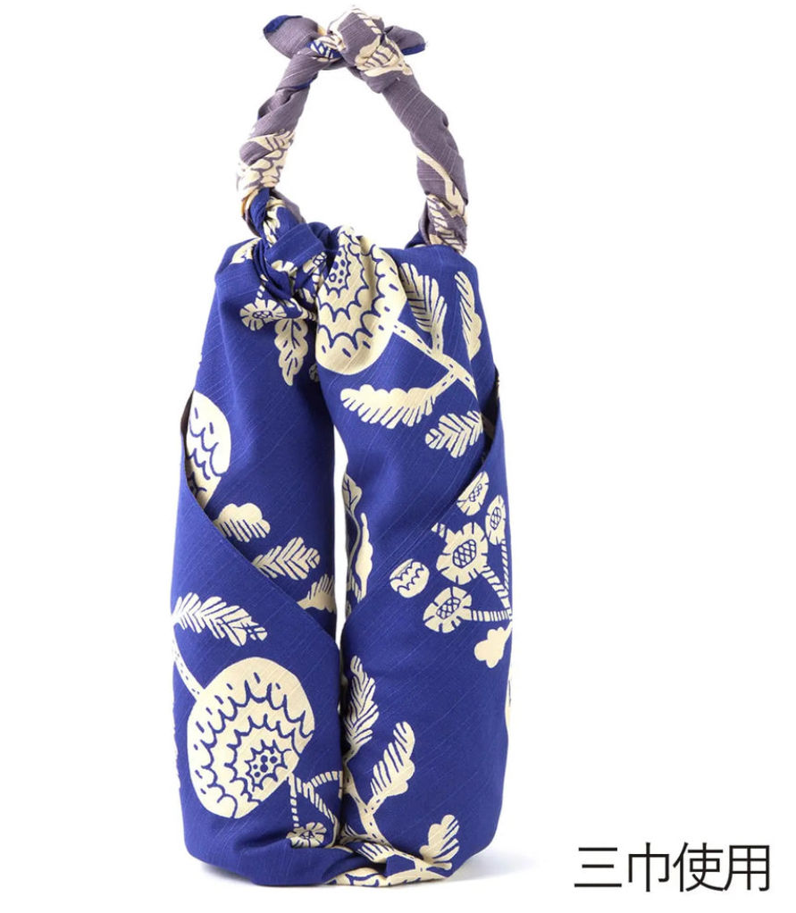 Thumbnail: Furoshiki L  Kyoto 100 Kiku Blau Grau/ Furoshiki aus Japan Kyo