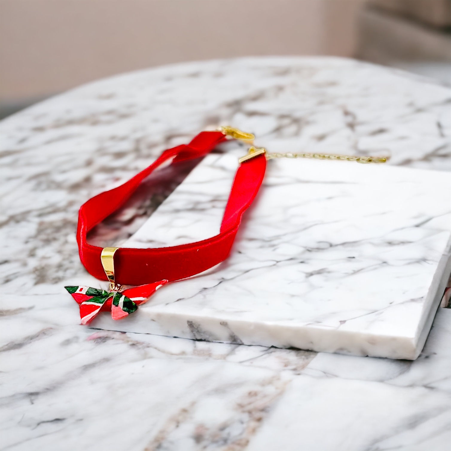   Origami Trachtenschmuck Schmetterling Tsubaki Rot 