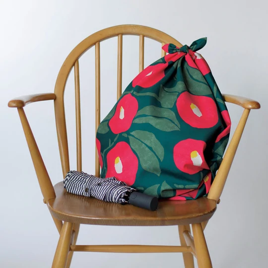 Miniaturbild: Furoshiki Aquadrop 100 Doppelfarbe Isamonyou Knoten Schwarz/Khaki