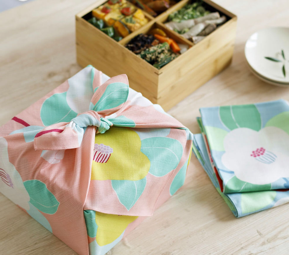 Miniaturbild: Furoshiki 70 Bio Himemusubi Tsubaki Lachs Rosa