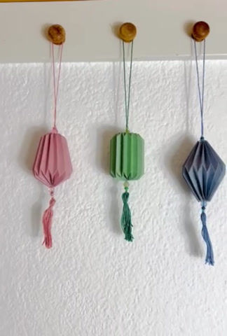 Thumbnail: Origami Plissee Anhänger ( 3 Set ) origamideko japaninmünchen