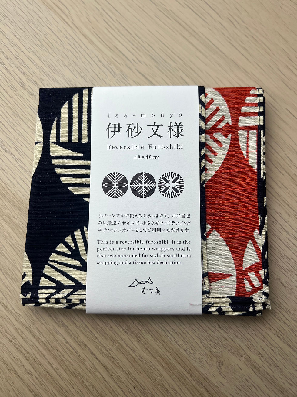 Thumbnail: Furoshiki S 48 Isa monyo Doppelseitig Matsu Blau Rot/Japantradition
