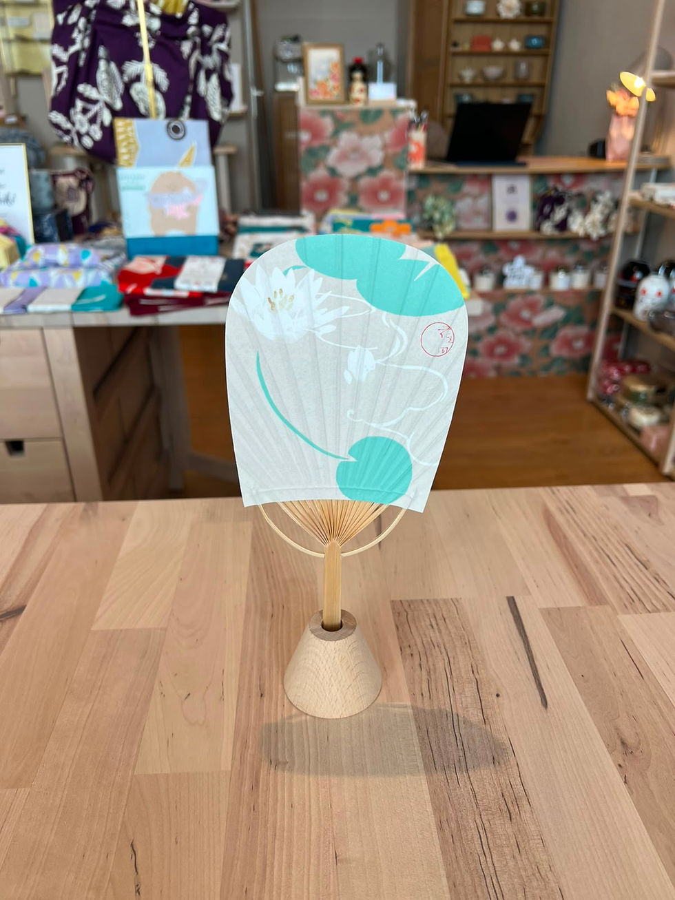 Miniaturbild: Mini-Uchiwa-Fächer Grüßkarte hana no ma Seerose