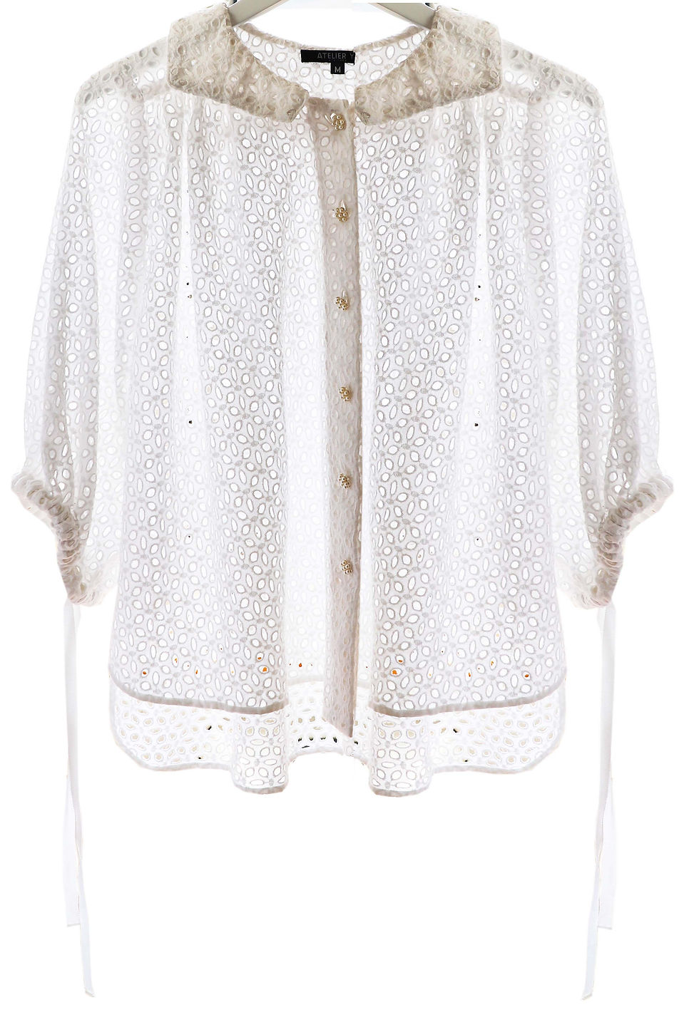 Thumbnail: Eyelet Blouse With Sleeve Tie