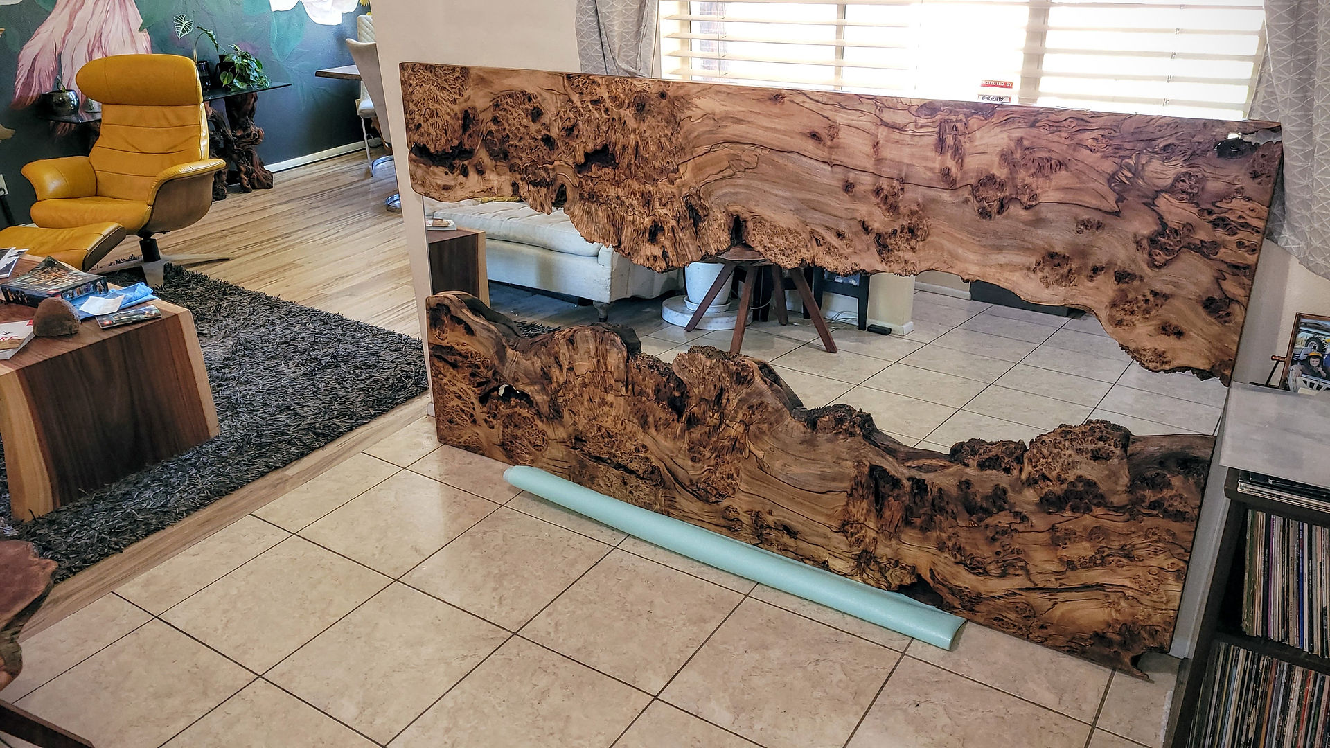 pepper burlwood  natural edge river mirror wall art