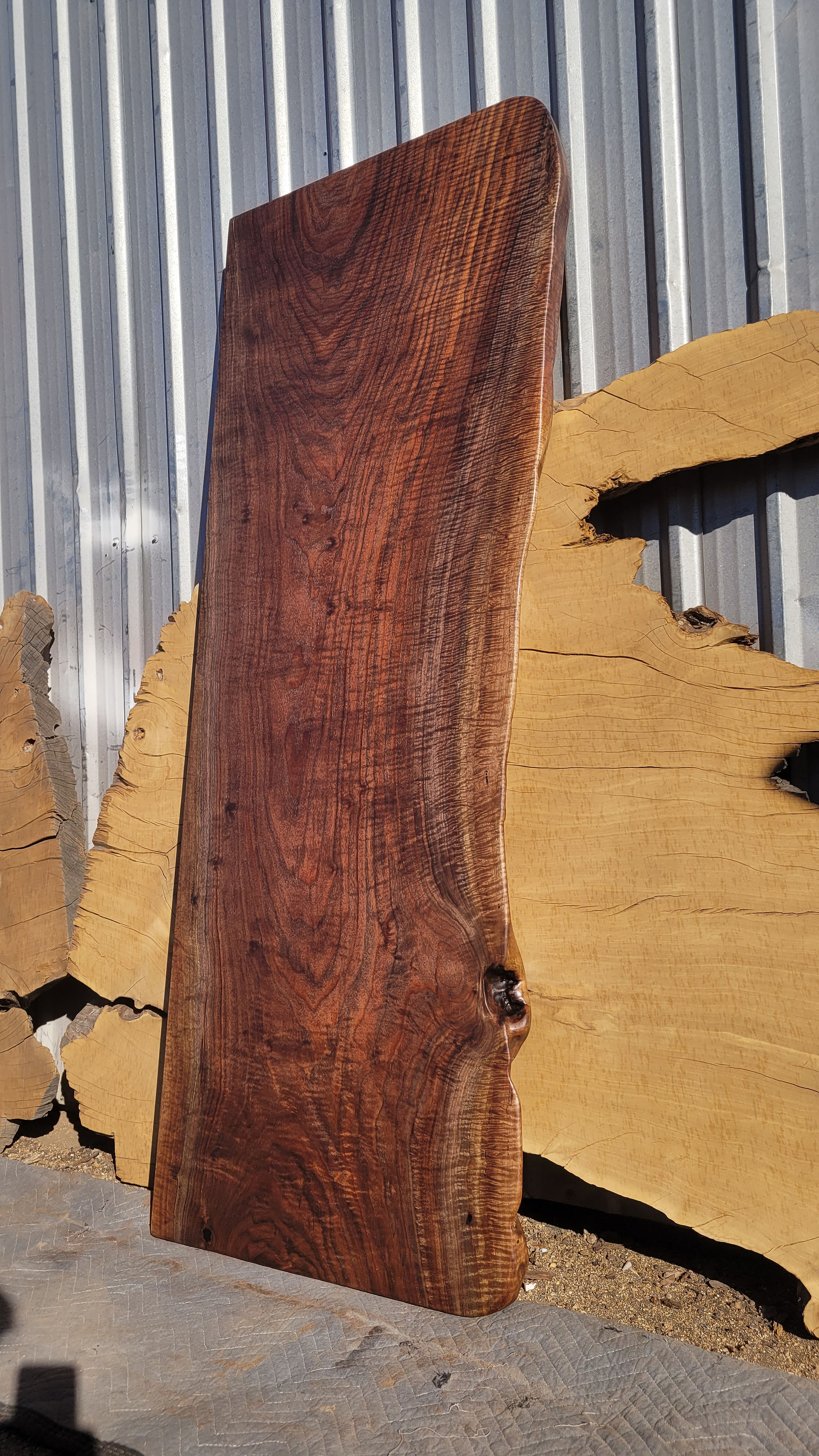 curly walnut live edge console table top