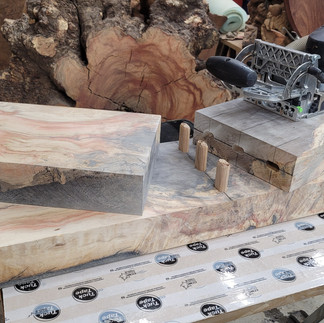 domino joinery wood resin pedestal