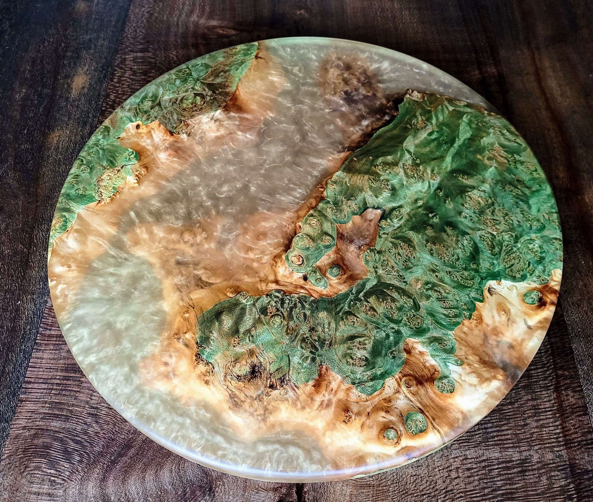 emerald green maple burl gold clear epoxy