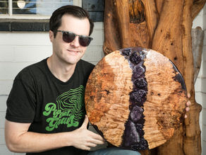 Maple Burl Amethyst Resin River Art